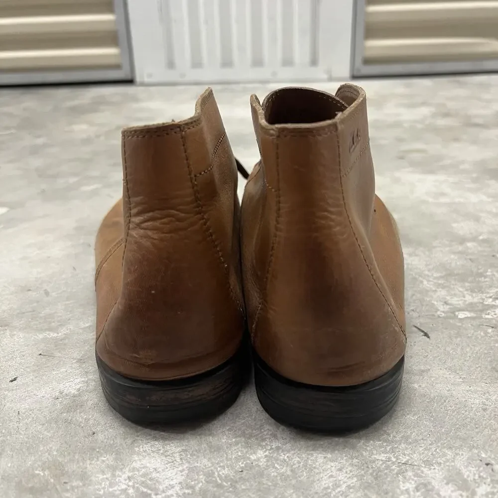 MEN'S CLARKS 1825 Brown Leather Ankle Chukka Boots Men’s Size 11.5 M READ